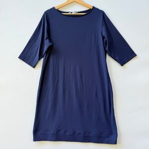 TravelSmith Womens XL Blue 3/4 Sleeve Jersey Knit T-Shirt Dress Casual Travel